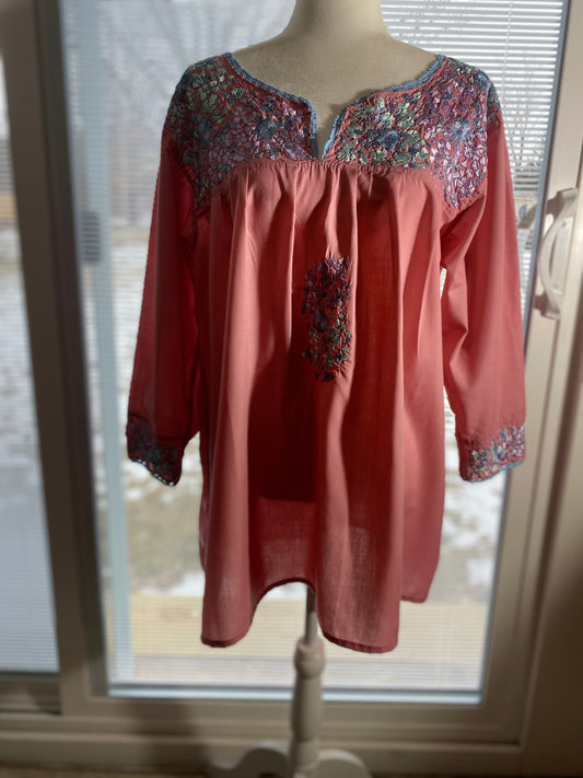 Pink Embroidered Blouse